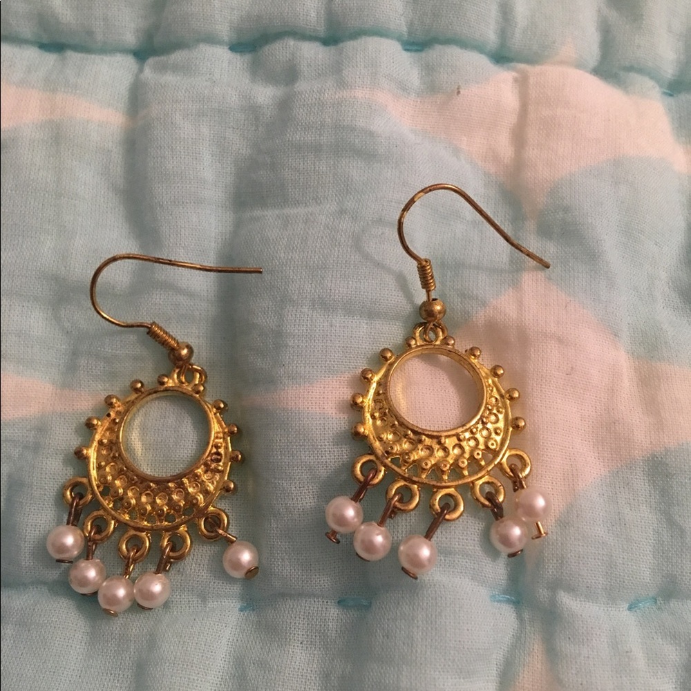 Gold colored chandelier earrings